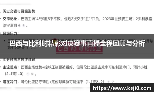 巴西与比利时精彩对决赛事直播全程回顾与分析